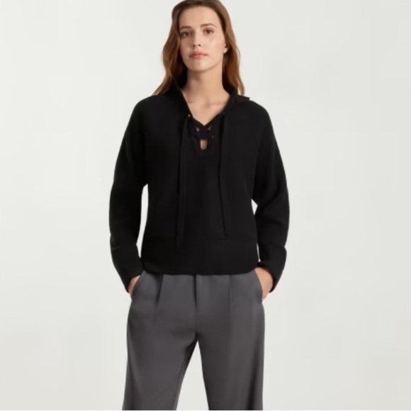 Everlane lace up smock sweater black - Picture 2 of 7